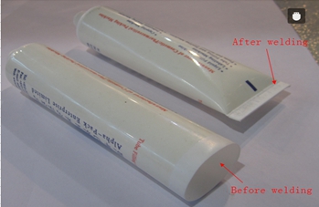 welding samples from ultrasonic tubes sealer mengimpal dengan sampel.jpg
